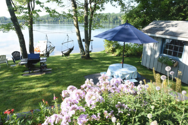 Rental cottage porch overlooking lake